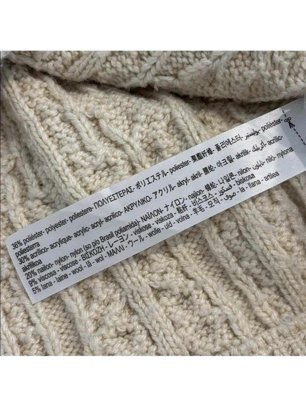 ZARA cable knit sweater When Harry Met Sally style ecru cream medium oversized - Picture 7 of 15